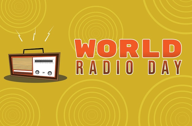 世界のラジオの日を祝うデザインのベクトル