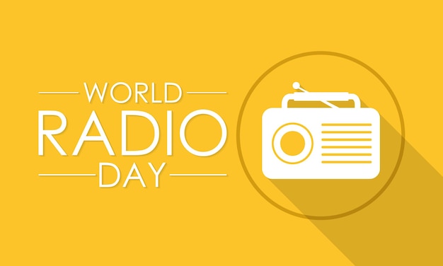 Всемирный день радио отмечается каждый год 13 февраля. Векторный баннер, флаер, плакат и дизайн шаблона для социальных сетей