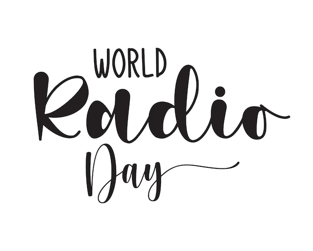 Giornata mondiale della radio calligrafia continua a una riga con sfondo bianco