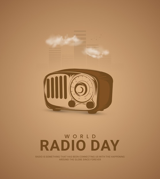 World Radio Day creative design for social media banner poster 3D Illustration