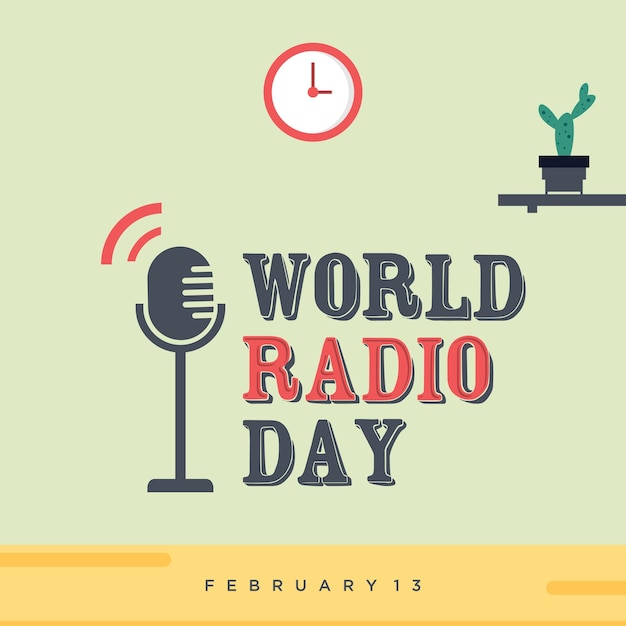 World Radio Day on February 13 background template