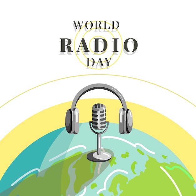 Vector world radio day illustration banner