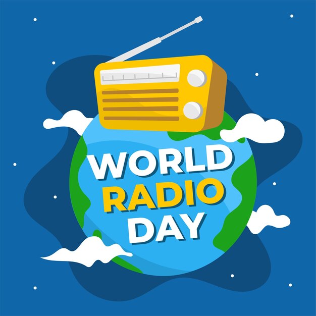 Vector world radio day illustration