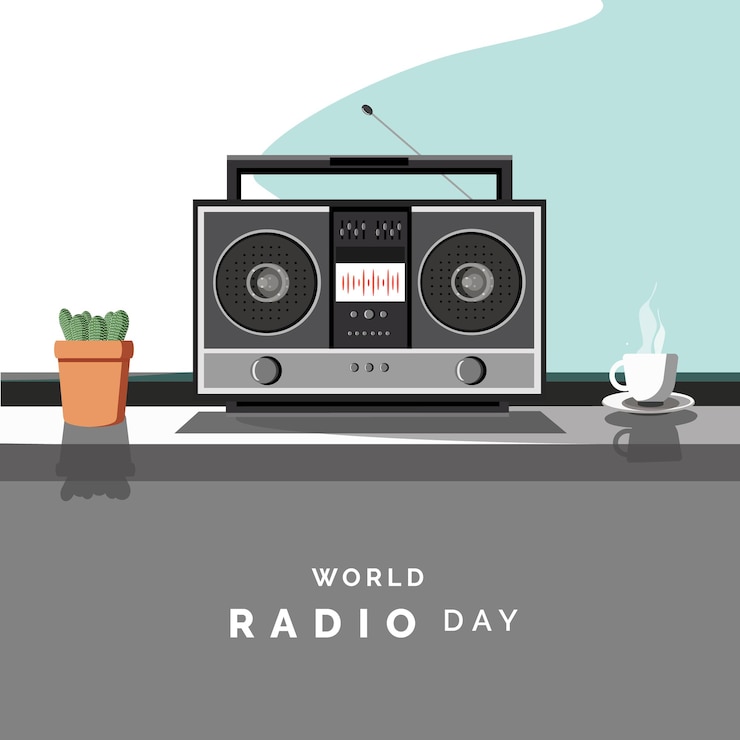 Vector world radio day vector illustration