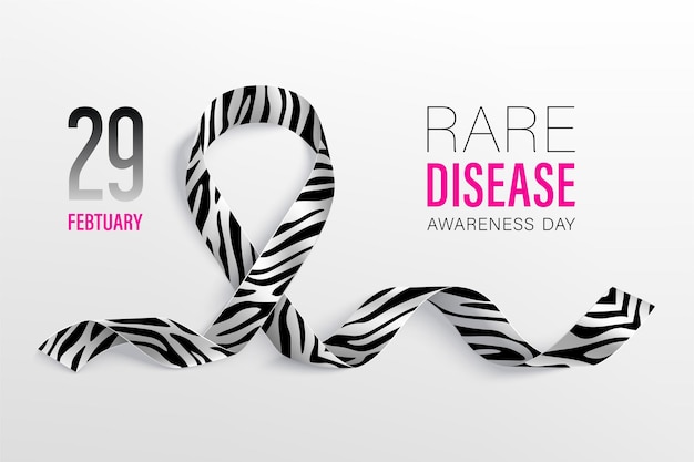 World Rare Disease Day February. Ribbon with zebra pattern.