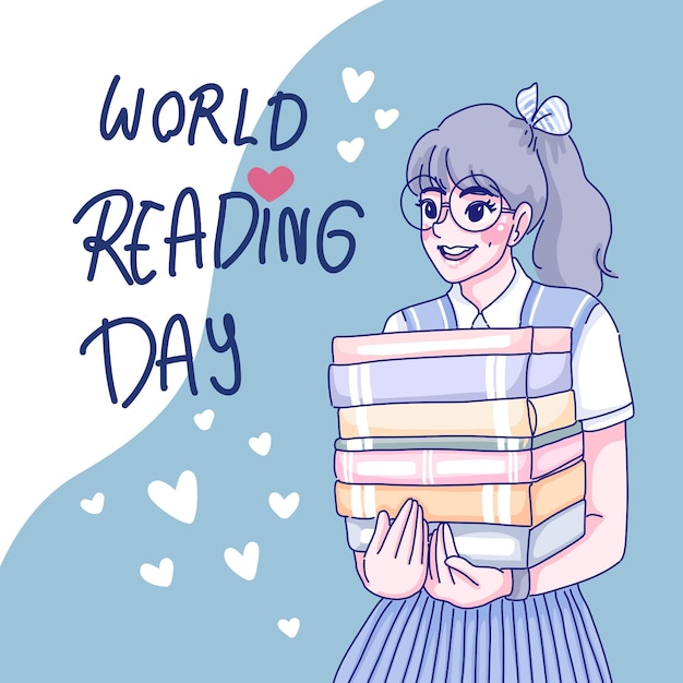 Vector world reading day concept