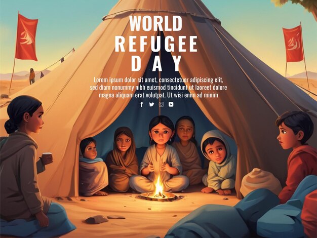 World Refugee Day background with people around it