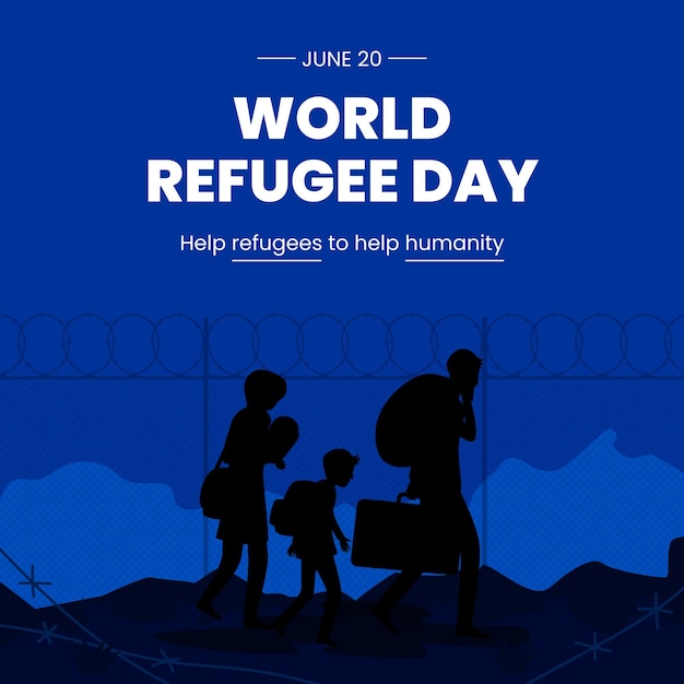 Vector world refugee day banner concept