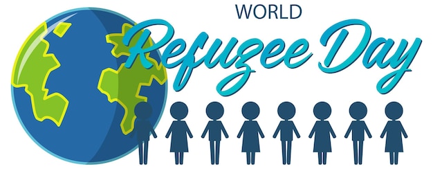 World Refugee Day banner with people sign and globe