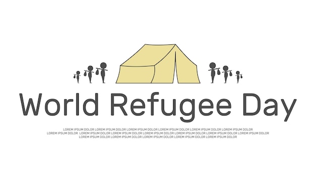 Концепция всемирного дня беженцев в минималистичном мультяшном стиле