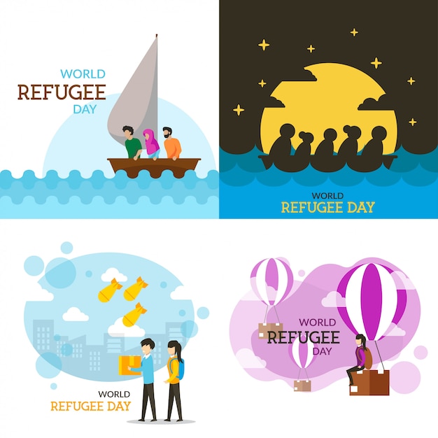 Vector world refugee day illustration