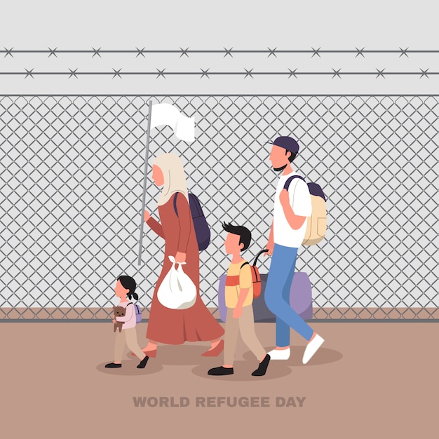 Vector world refugee day illustration