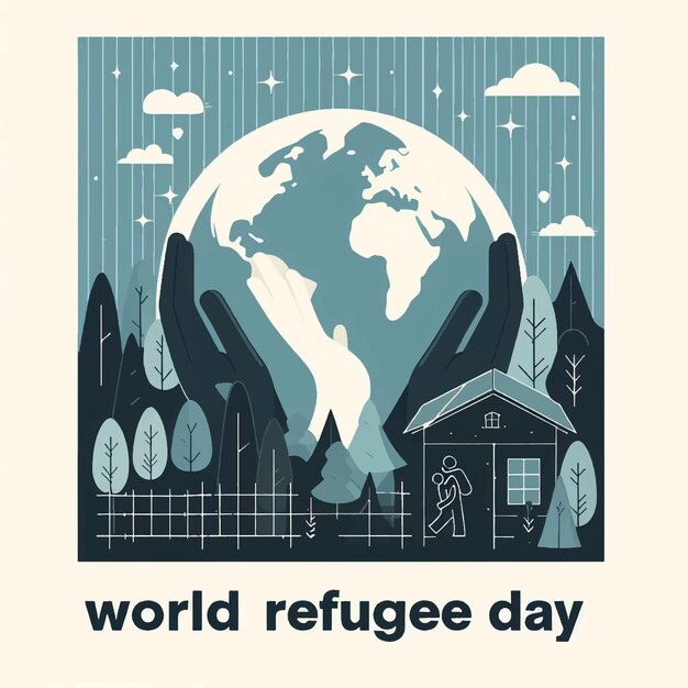 Vector world refugee day poster