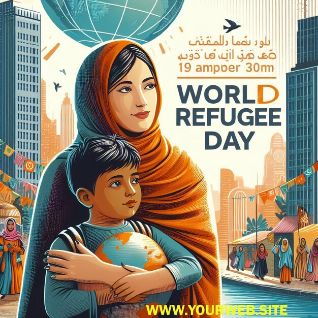 Vector world refugee day