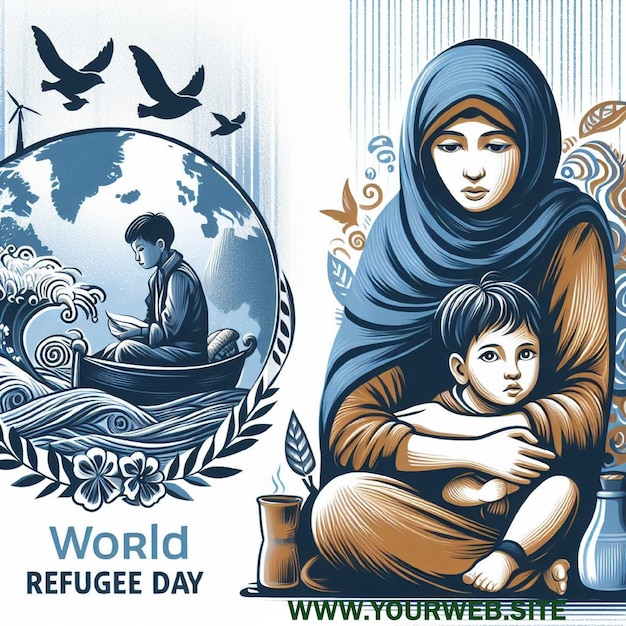 Vector world refugee day