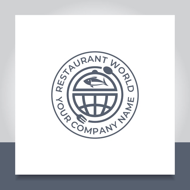 World restaurant logo design globe food cafe