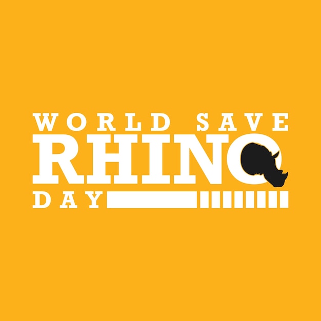 Плакат Всемирного дня носорога Спасите вектор типографии носорога