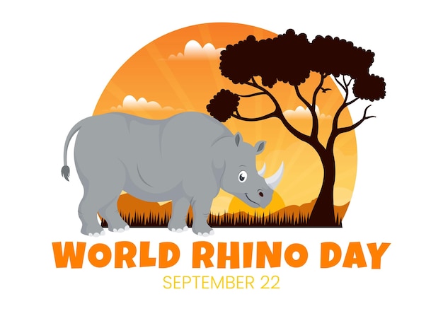 Vector world rhino day vector illustration on 22 september for defenders of rhinos or animal protection