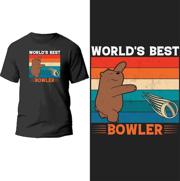 Vector world's best bowler t shirt design.