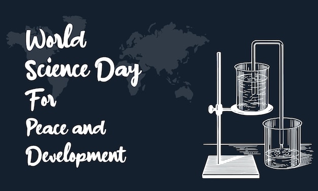 World Science Day For Peace and Development with Chemical Bottle Vector Illustration for Poster