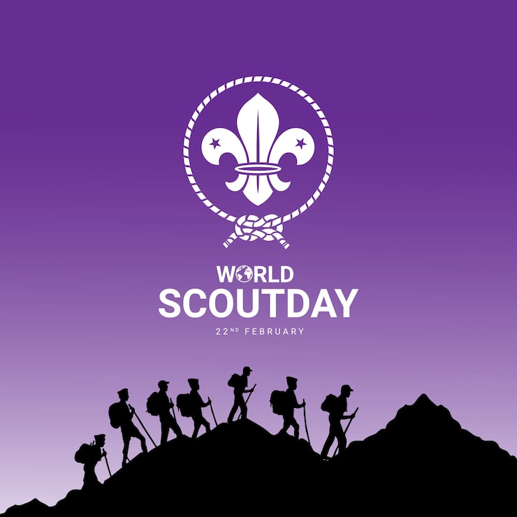 Vector 世界スカウトスカーフデー (world scout scarf day) は世界スカウトデーを祝うイベントでスカウトのスカーフを着用するカードポスターtシャツなどを掲げている