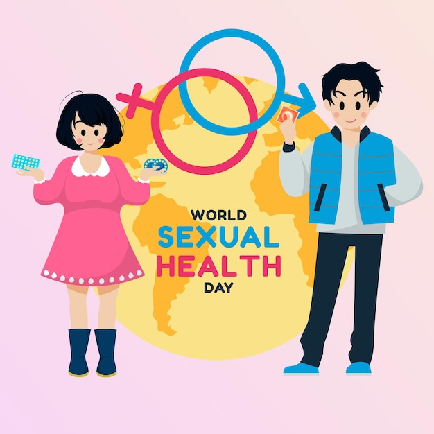 Vector world sexual health day concept with couple illustration