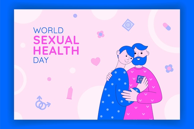 World sexual health day illustration with gay couple