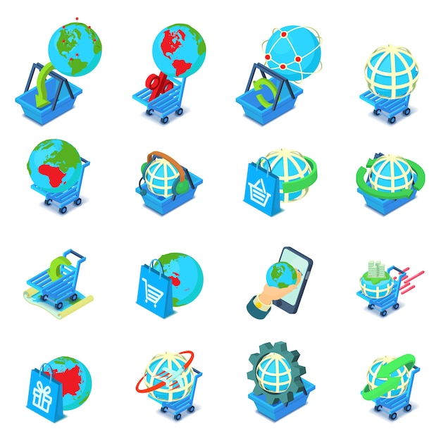 Vector world shopping icon set