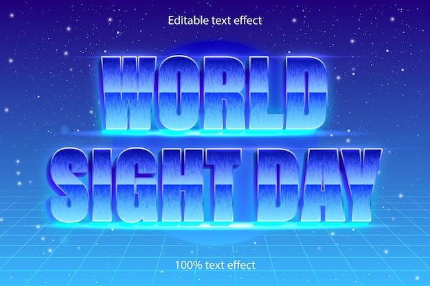 Effetto di testo modificabile per la giornata mondiale della vista in stile retrò