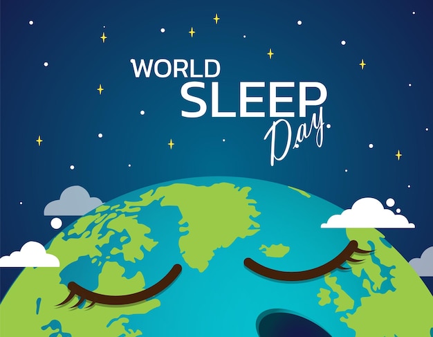 Vector world sleep day vector design illustrationhorizontal bright poster for world sleep day