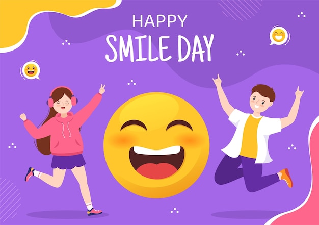 World smile day background template hand drawn cartoon flat illustration