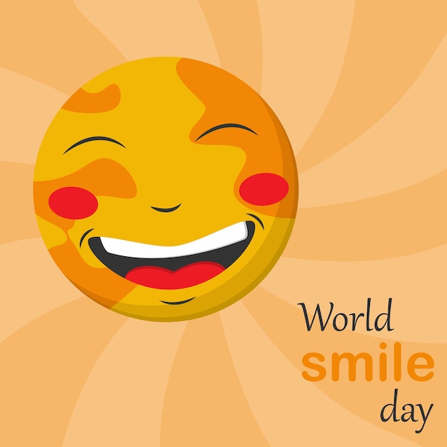 Vettore world smile day banner cartolina emozione di gioia sorriso colore giallo