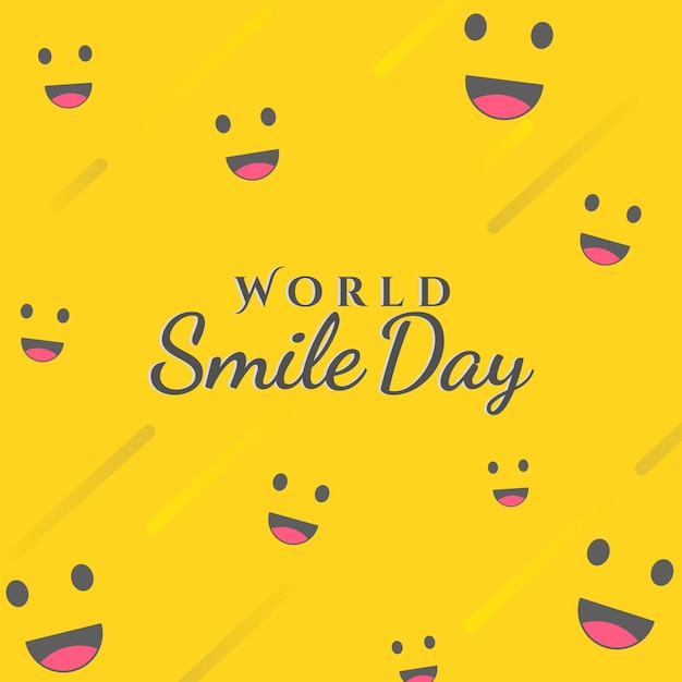 World smile day banner with happy emoijis