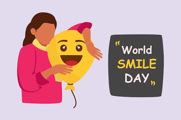 Vector world smile day concept colored flat vector illustration isolated