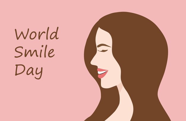 Концепция Всемирного дня улыбки, женщина улыбается векторная иллюстрация