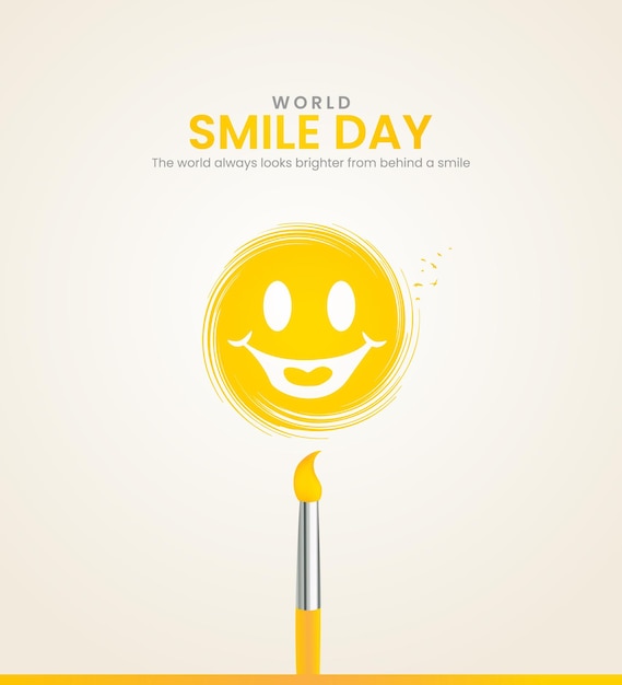 세계 미소의 날 창조적인 디자인 템플릿 미소 얼굴 창조적인 개념 3D 일러스트레이션