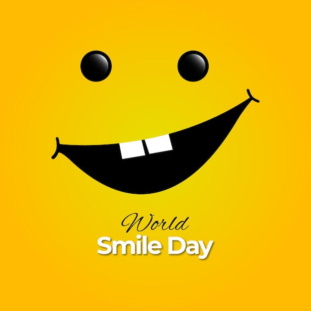 Вектор Дизайн всемирного дня улыбки на желтом фоне