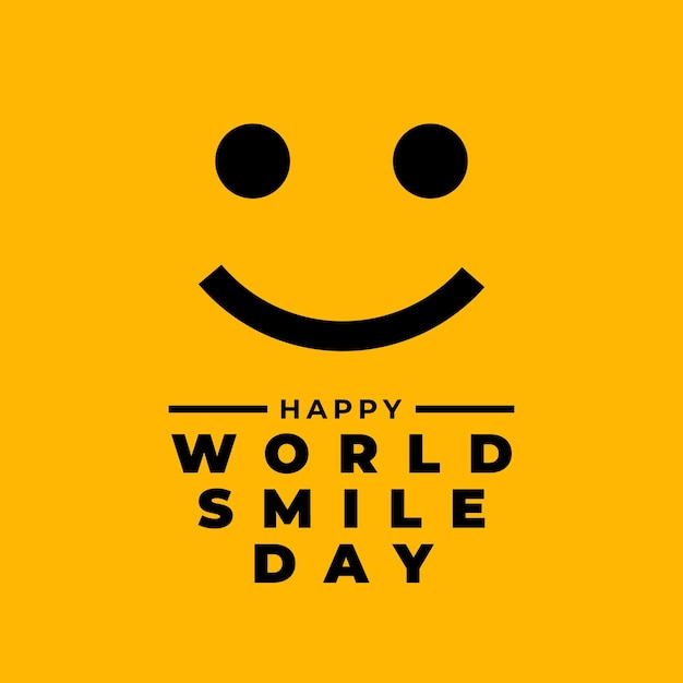 Всемирный день улыбки дизайн шаблона векторной иллюстрации приветствие дизайн изолирован на желтом фоне