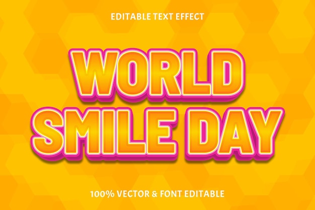 World smile day editable text effect 3 dimension modern style