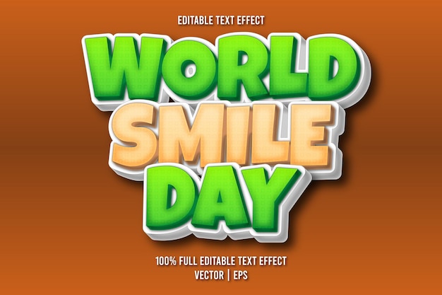 World smile day editable text effect comic style