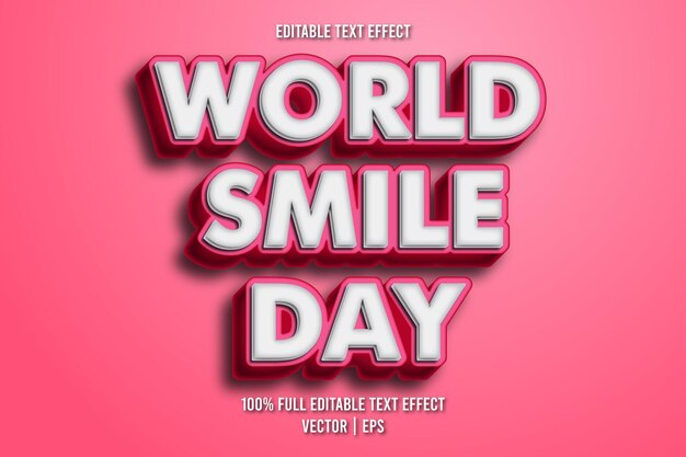 World smile day editable text effect comic style