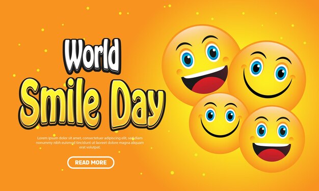World smile day event celebration background - Smile day lettering Composition and emoticon