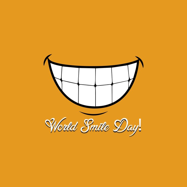 World Smile Day lettering with a cute happy face vector design