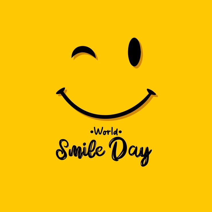 World Smile Day lettering with a cute happy face vector design