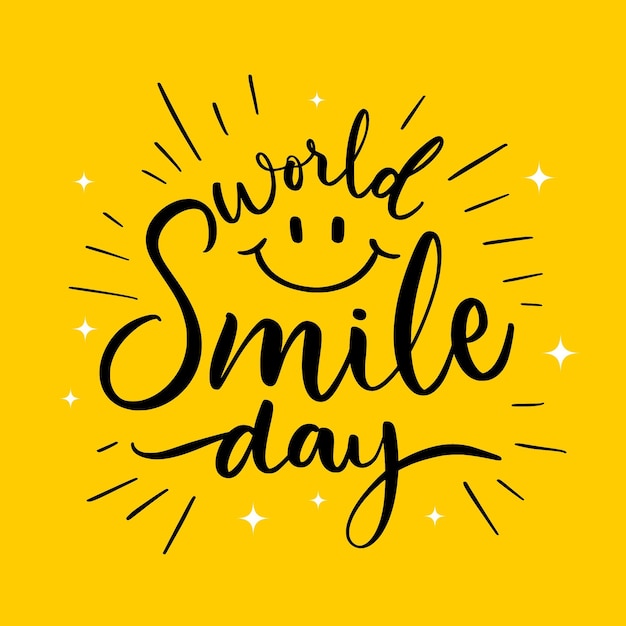 Vector world smile day lettering with happy face