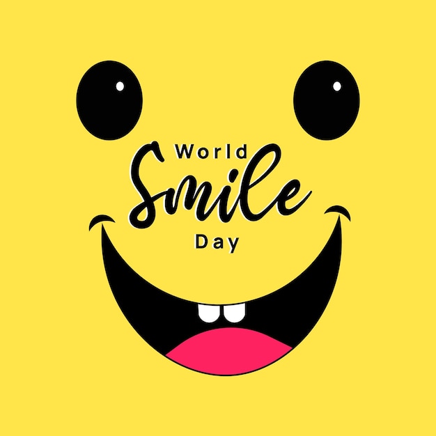 Vector world smile day lettering with happy face