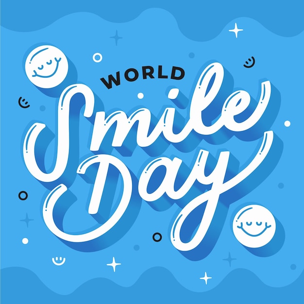 Vettore lettering giornata mondiale del sorriso