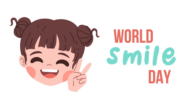 World smile day Picture with smiling girl Template for banner postcard card invitation Vector
