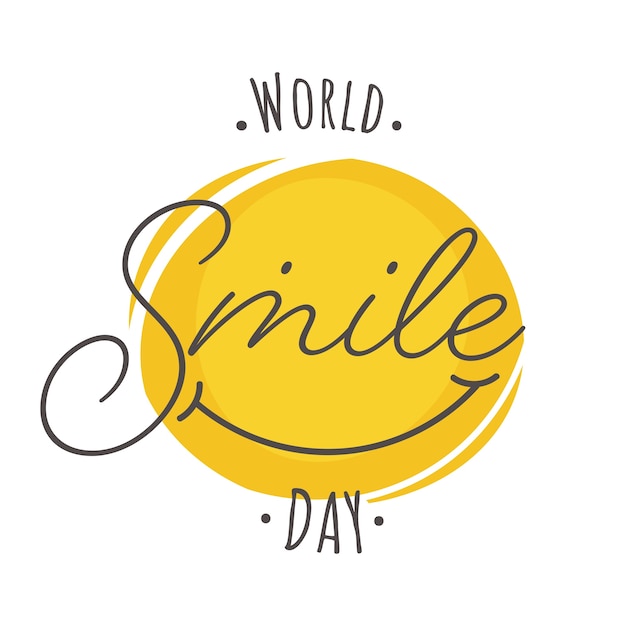 World smile day text with creative smiley face on white background.