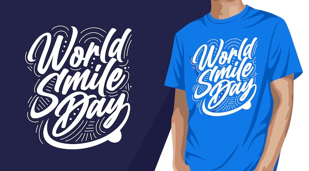 벡터 인쇄용 세계 미소의 날 타이포그래피 티셔츠 디자인